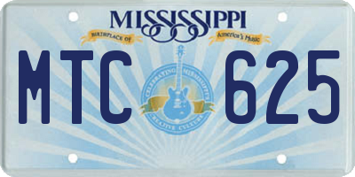 MS license plate MTC625