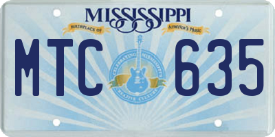 MS license plate MTC635