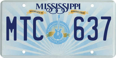 MS license plate MTC637