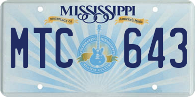 MS license plate MTC643