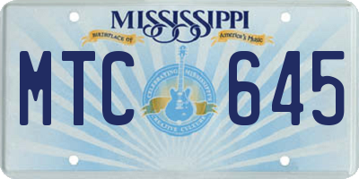 MS license plate MTC645