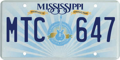 MS license plate MTC647