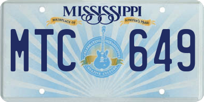 MS license plate MTC649