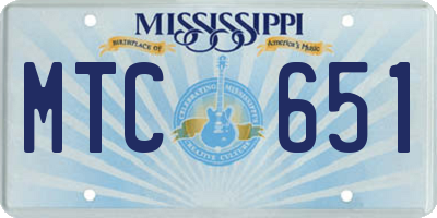 MS license plate MTC651