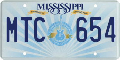 MS license plate MTC654