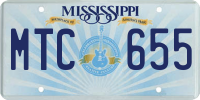 MS license plate MTC655