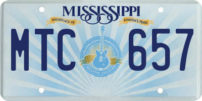 MS license plate MTC657