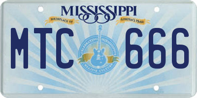 MS license plate MTC666