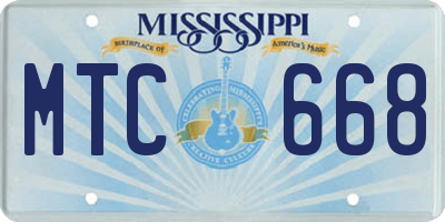 MS license plate MTC668
