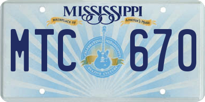 MS license plate MTC670