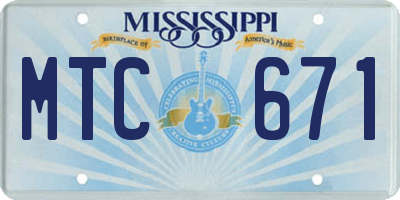 MS license plate MTC671