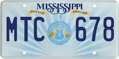 MS license plate MTC678
