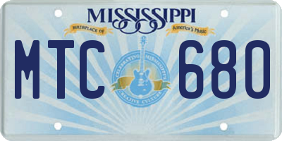 MS license plate MTC680