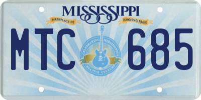 MS license plate MTC685