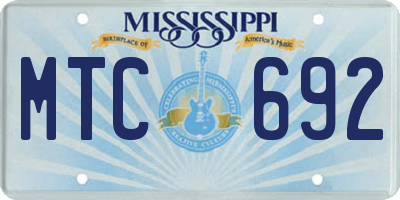 MS license plate MTC692
