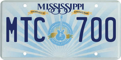 MS license plate MTC700