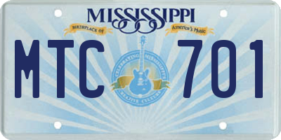 MS license plate MTC701