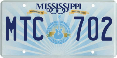 MS license plate MTC702