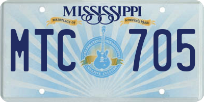 MS license plate MTC705