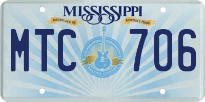 MS license plate MTC706