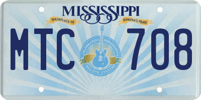 MS license plate MTC708