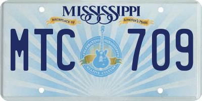 MS license plate MTC709