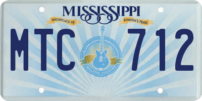 MS license plate MTC712