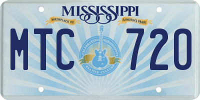 MS license plate MTC720