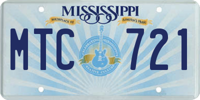 MS license plate MTC721