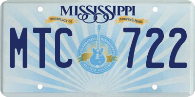 MS license plate MTC722