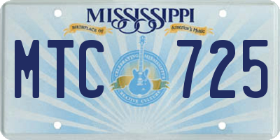 MS license plate MTC725