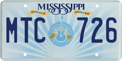 MS license plate MTC726