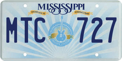 MS license plate MTC727