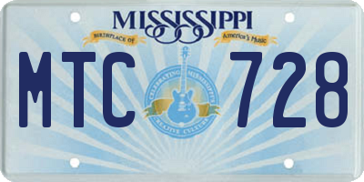 MS license plate MTC728