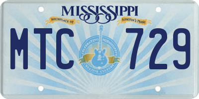 MS license plate MTC729