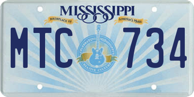 MS license plate MTC734