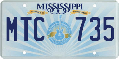 MS license plate MTC735