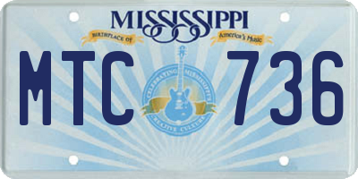 MS license plate MTC736