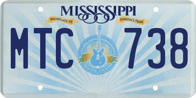 MS license plate MTC738