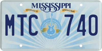 MS license plate MTC740