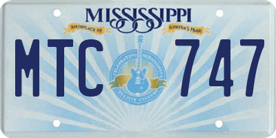 MS license plate MTC747