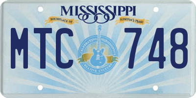 MS license plate MTC748