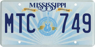 MS license plate MTC749