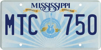 MS license plate MTC750