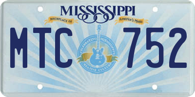 MS license plate MTC752