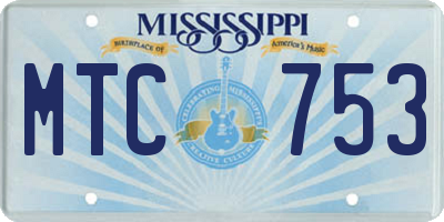 MS license plate MTC753