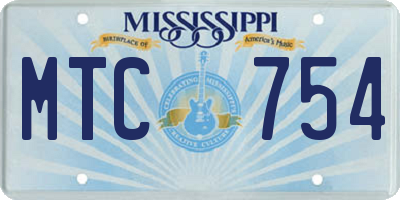 MS license plate MTC754