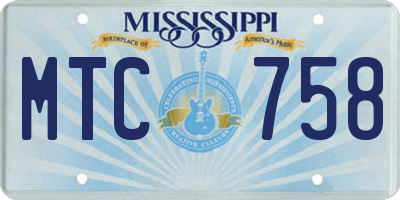 MS license plate MTC758