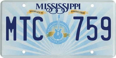 MS license plate MTC759