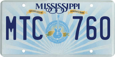 MS license plate MTC760